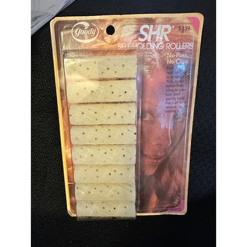 VTG NOS 1972 Goody Self Holding Rollers 8pk Hair Curlers USA med #400/2 yellow